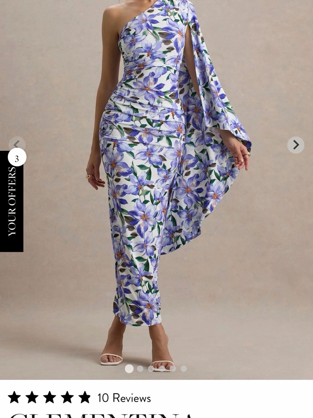 Club L London One-Shoulder Floral Maxi Dress in Purple and Green